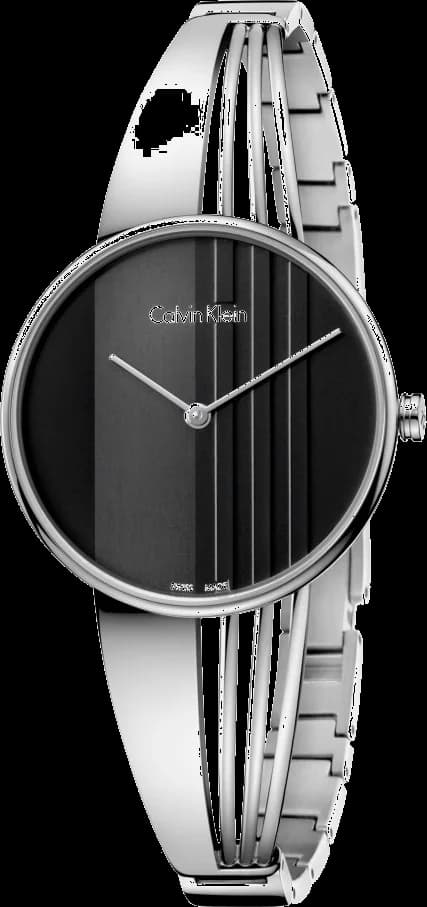 Montre Calvin Klein K6S2N111 avec cadran noir et boîtier acier argenté, style épuré et élégant