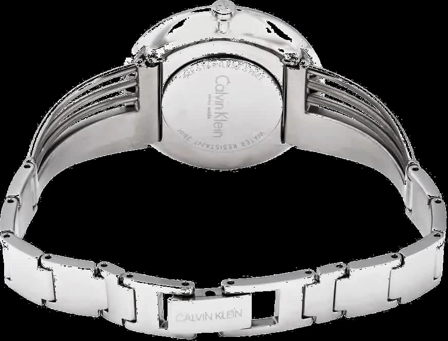 Boîtier Calvin Klein K6S2N111 rond en acier inoxydable, lunette lisse et verre saphir, profil fin