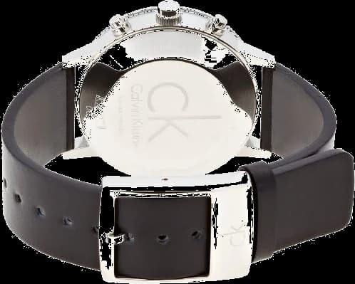 Bracelet Calvin Klein K7627107 en cuir noir grainé avec coutures contrastantes et boucle ardillon en acier poli