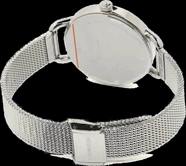 Boîtier Calvin Klein K7B23126 en acier rond, lunette lisse, vue de profil fine et moderne