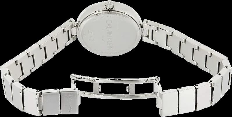 Boîtier Calvin Klein K8G23141 rond en acier poli de 40 mm, lunette fine lisse, verre saphir