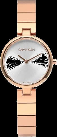 Montre Calvin Klein K8G23646 en acier doré rose avec cadran blanc et index bâtons minimalistes