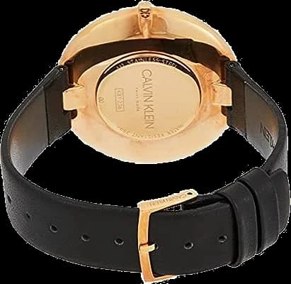 Bracelet Calvin Klein K8Y236C1 en cuir noir avec coutures apparentes et boucle ardillon en acier inoxydable