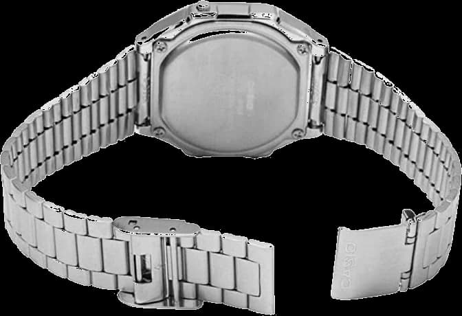 Bracelet Casio A168WEC-3EF en métal argenté avec maillons ajustables, finition brossée et fermoir déployant