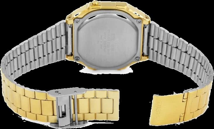 Bracelet Casio A168WEGC-5EF en métal doré maillé, fermoir déployante, confortable et élégant