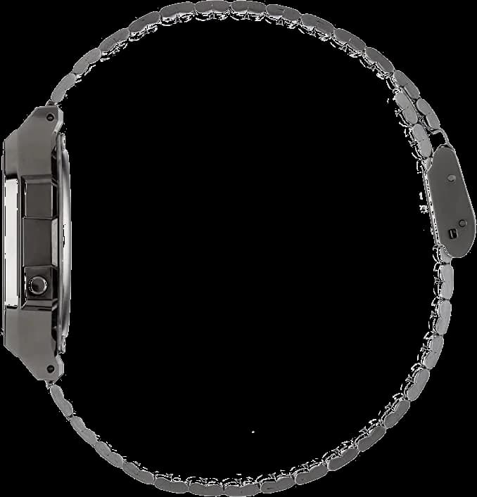 Boîtier Casio A168WEGG-1BEF rectangulaire en métal noir finition brossée avec lunette dorée et verre minéral