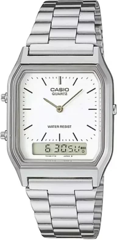Montre Casio AQ-230A-7DMQYES argentée, cadran double affichage, style classique et épuré