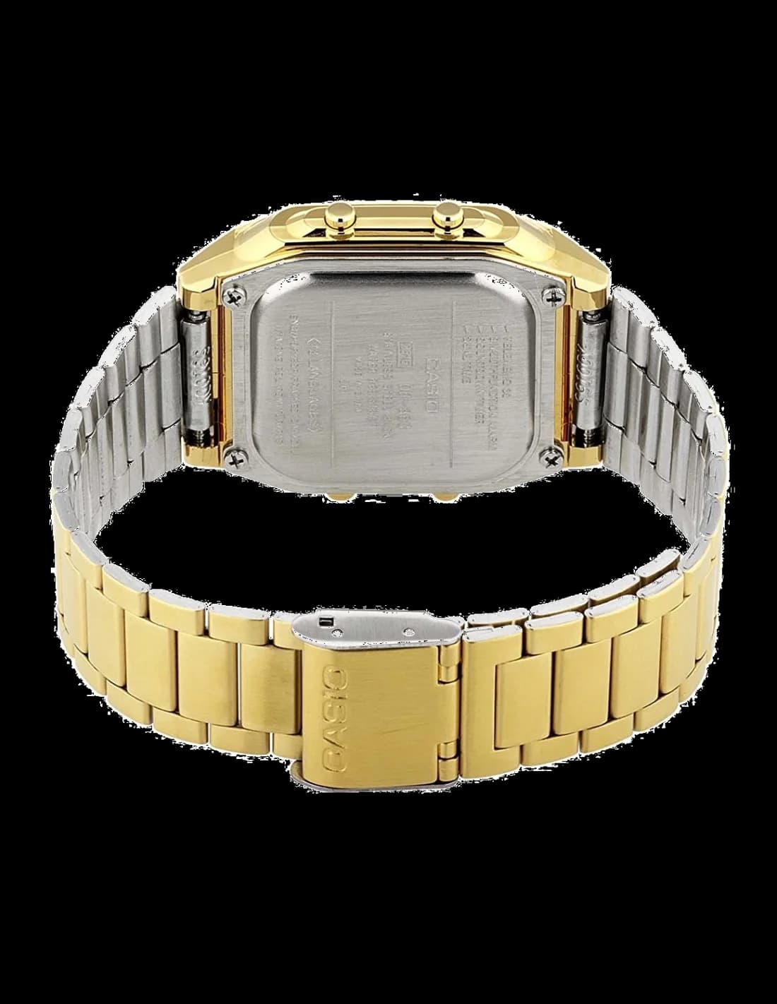 Cadran Casio DB-360GN-9AEF avec affichage digital, double fuseau horaire et fonctions Data Bank, fond noir