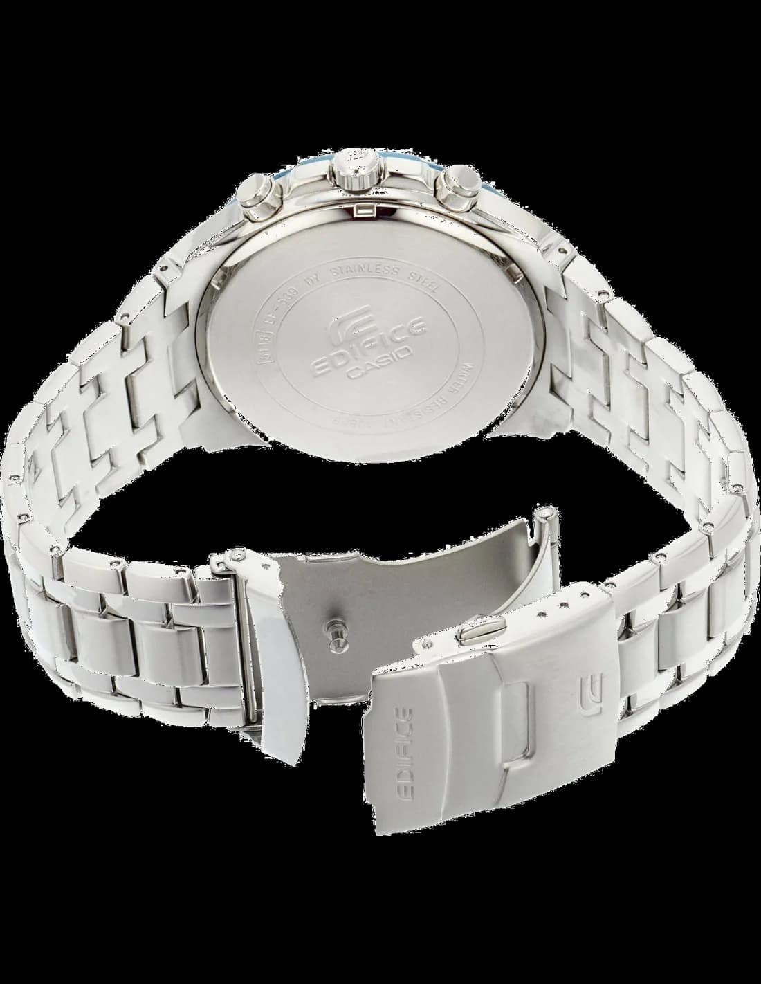 Bracelet Casio EF-544D-7AVEF en acier inoxydable brossé avec maillons solides et fermoir déployant double sécurité