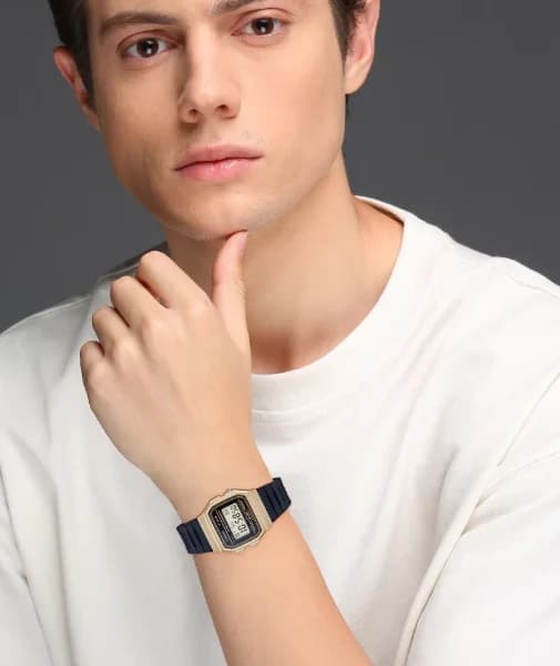 Bracelet Casio F-91WM-9AEF bracelet résine noir souple et boucle ardillon