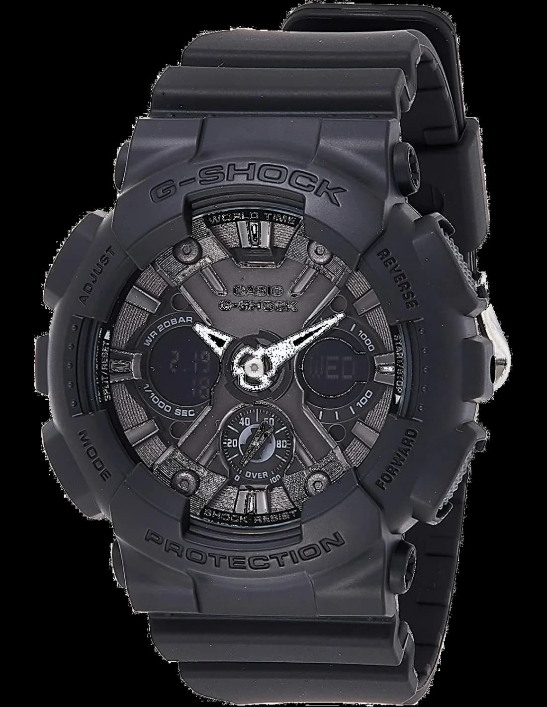 Montre Casio GMA-S120MF-1AER avec cadran noir et accents dorés, style sportif robuste