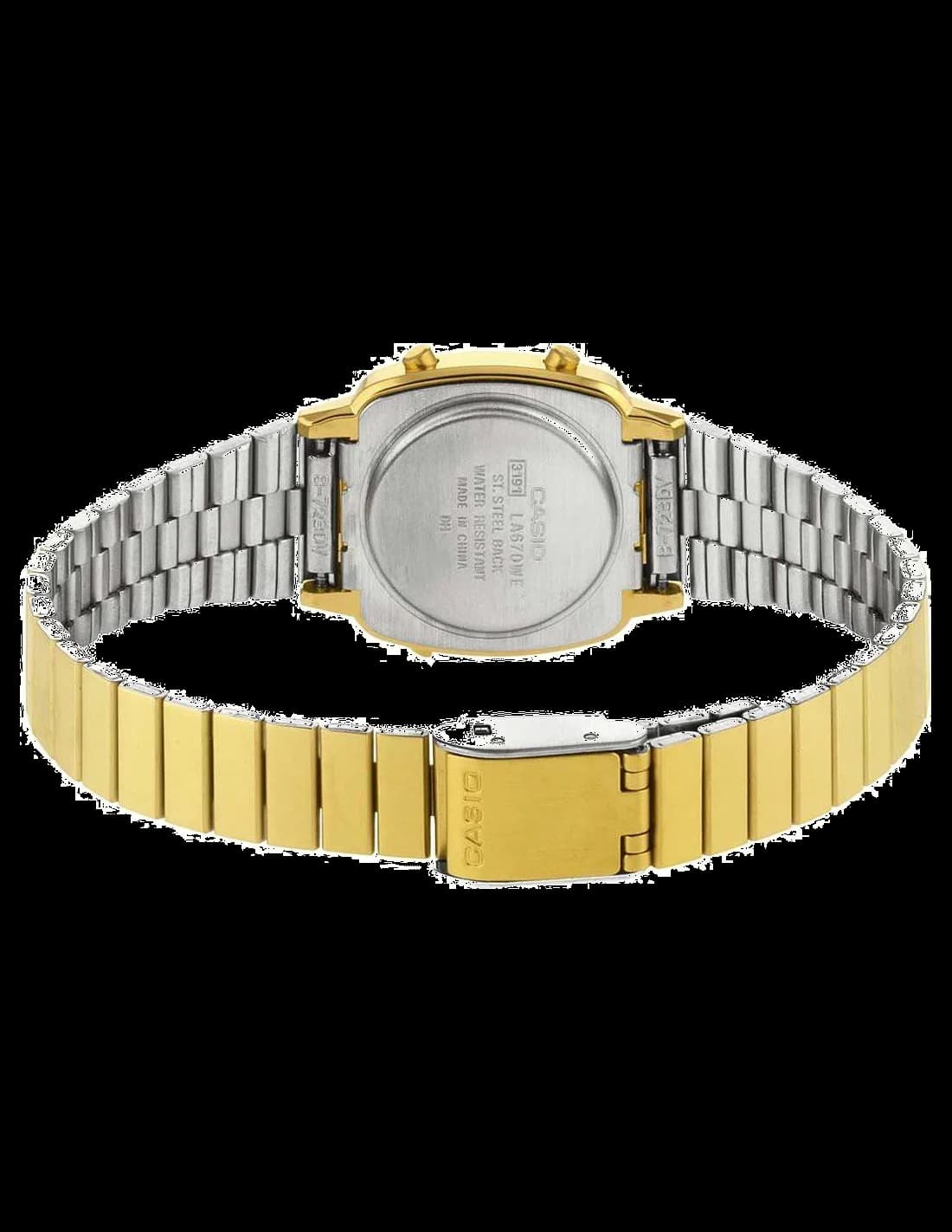 Boîtier Casio LA670WEGA-9EF tonneau doré, finition polie, profil fin et élégant