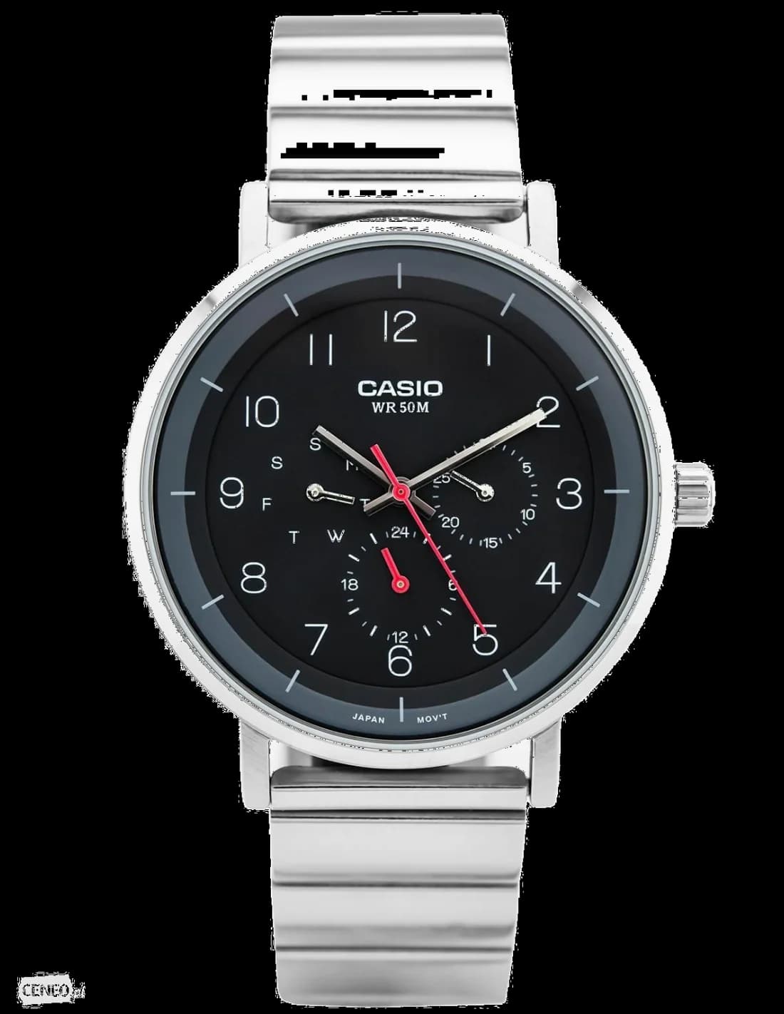 Montre Casio MTP-E314D-1BV argentée avec cadran blanc et index bâtons, style classique et élégant