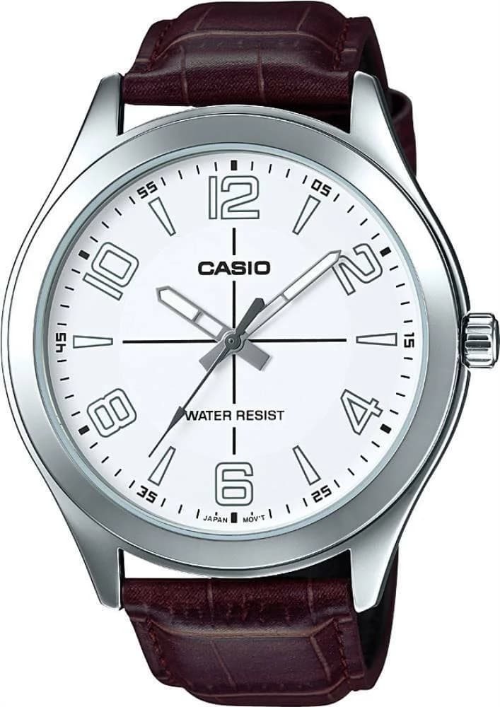 Montre Casio MTP-VX01L-7BUDF au cadran clair et bracelet cuir brun pour un style classique et élégant au quotidien