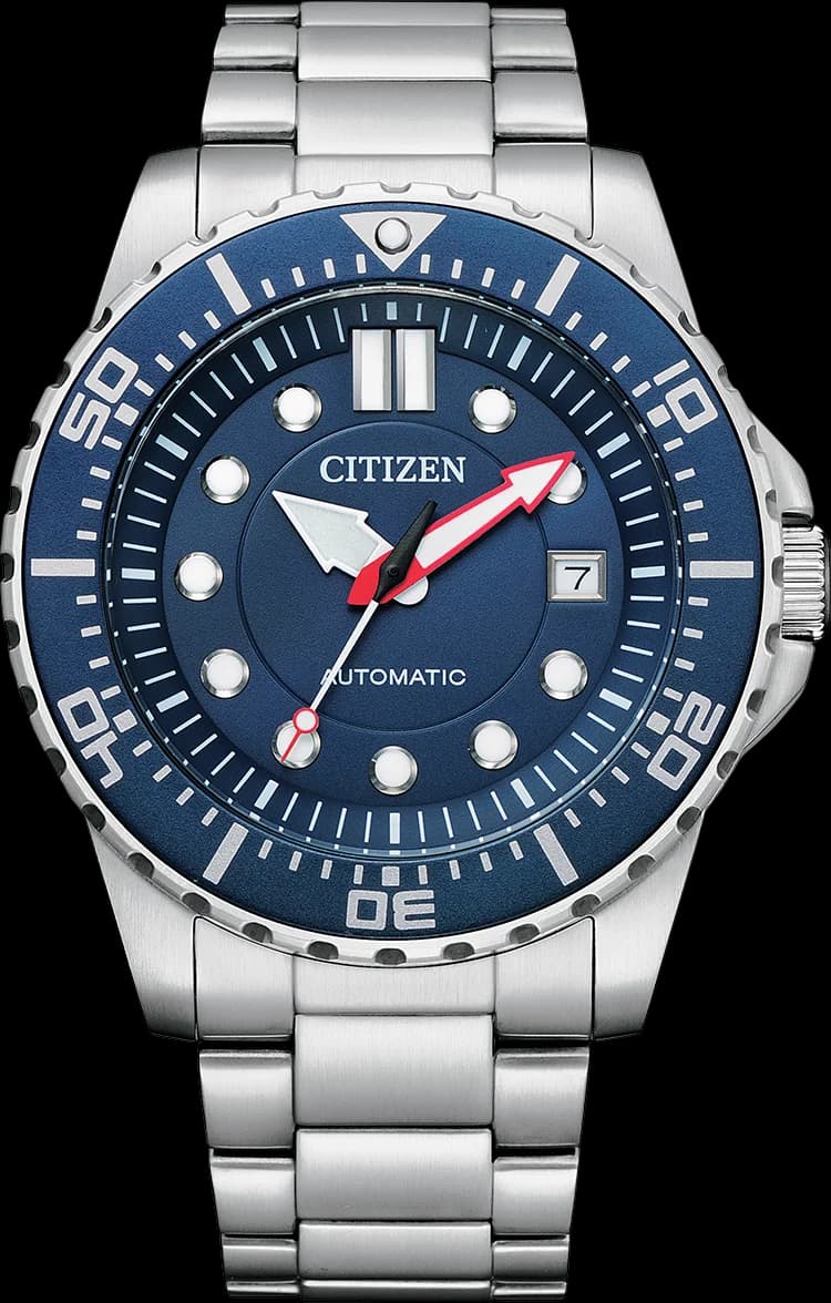Montre Citizen NJ0121-89L automatique acier avec cadran bleu soleil et index appliques