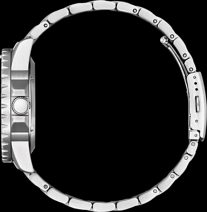 Boîtier Citizen NJ0128-80X en acier rond de 42 mm, lunette fixe lisse, verre minéral, couronne vissée, étanche 100m