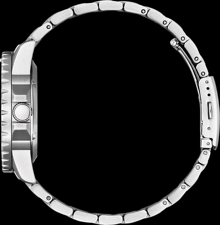 Boîtier Citizen NJ0129-87X rond en acier, lunette fine polie, fond transparent, couronne vissée, épaisseur 12 mm