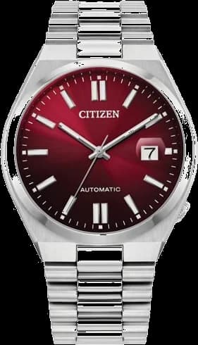 Montre Citizen NJ0150-56W au cadran rouge soleil avec acier brossé, style classique et moderne
