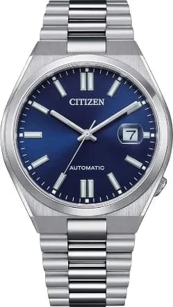 Montre Citizen NJ0150-81L en vue principale avec son cadran bleu soleil et son bracelet acier inoxydable, style classique sportif
