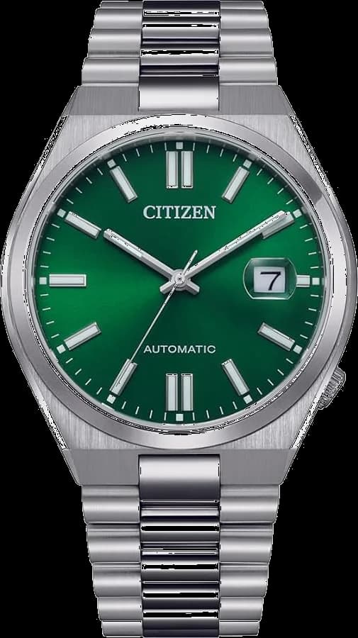 Montre Citizen NJ0150-81X en acier au cadran vert soleil, style classique et élégant