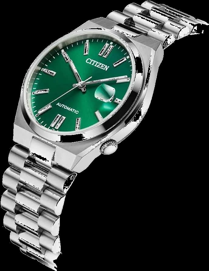 Cadran Citizen NJ0150-81X vert soleil avec index appliqués et aiguilles luminescentes, date à 3h