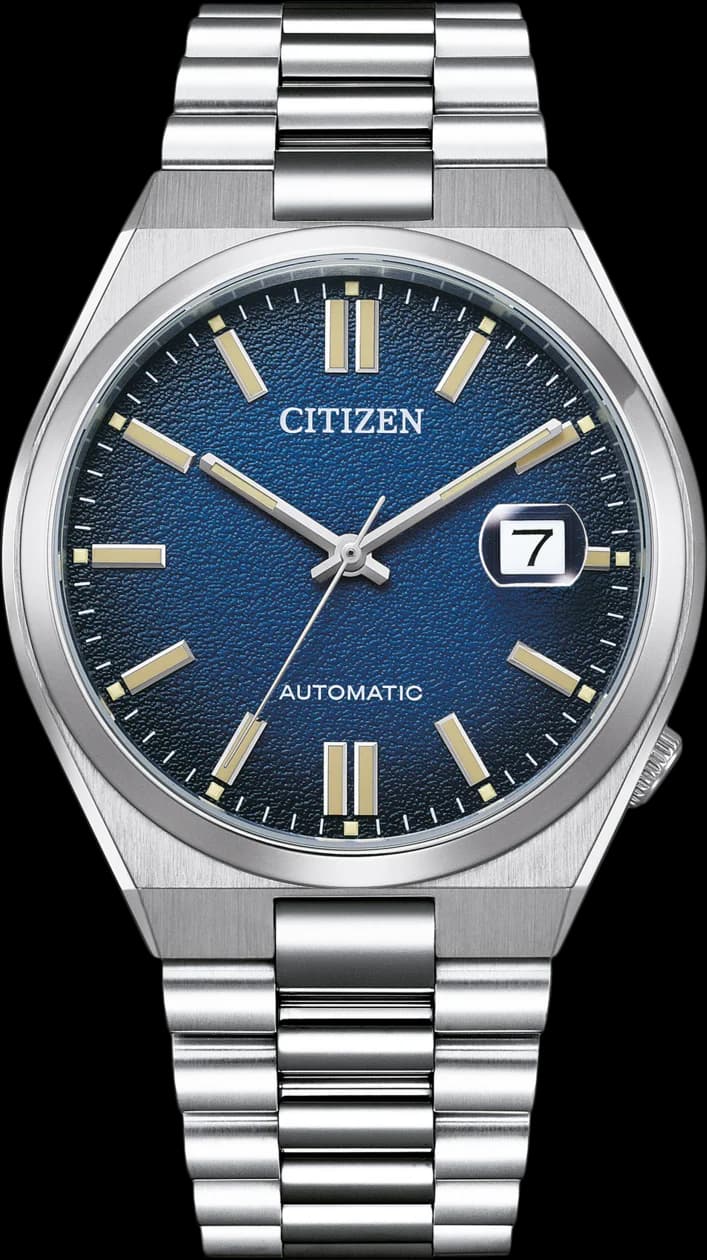 Montre Citizen NJ0151-88L avec cadran bleu soleil, acier inoxydable, style classique moderne