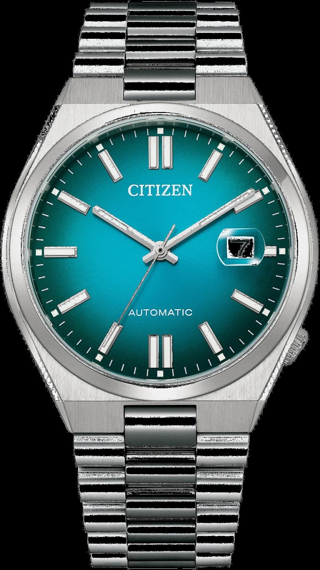 Montre Citizen NJ0151-88X au cadran bleu sarcelle soleillé et acier brossé, style classique moderne