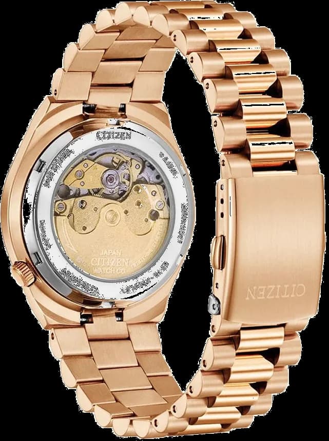 Cadran Citizen NJ0153-82X au cadran rouge soleil, index appliqués blancs et aiguilles dorées, date à 3h