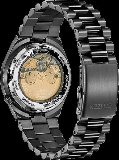 Cadran Citizen NJ0155-87E motif camouflage noir, index appliques et aiguilles luminescentes, date à 3h