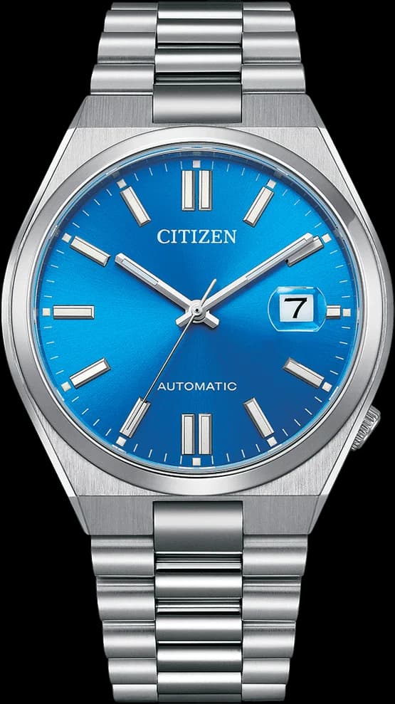 Montre Citizen NJ0158-89L automatique Tsuyosa avec cadran bleu soleil et finitions élégantes