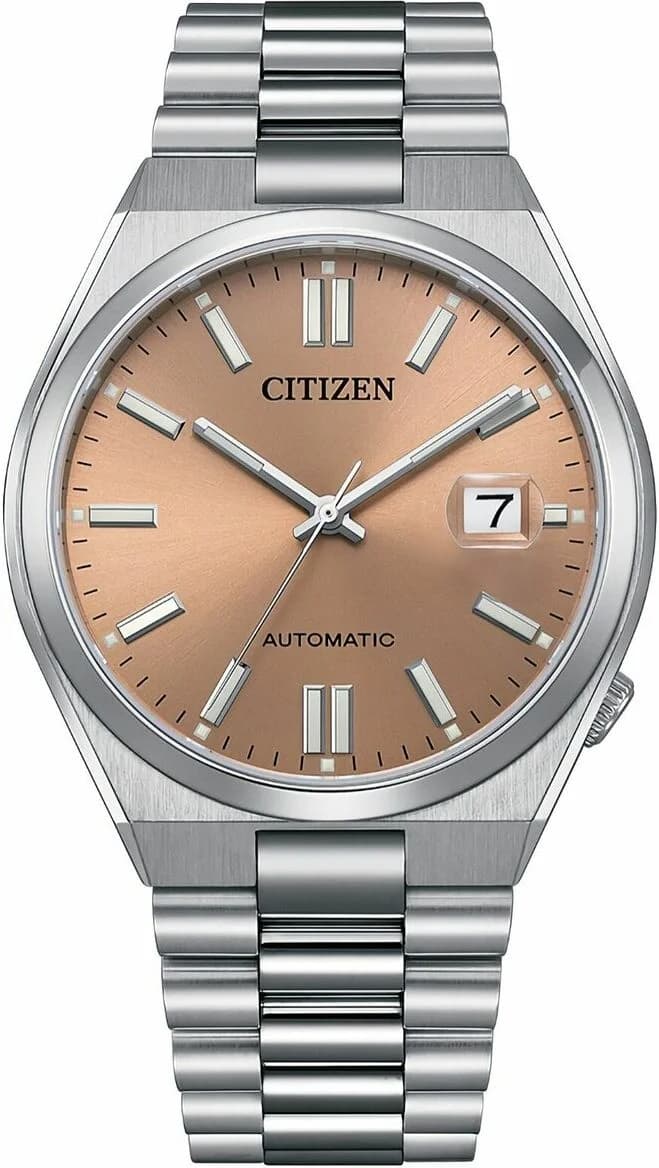 Montre Citizen NJ0158-89Y avec cadran rose Pantone et aiguilles argentées sur fond soleil