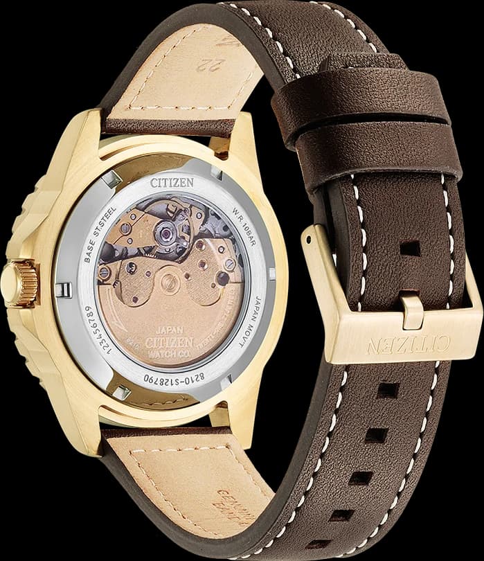 Cadran Citizen NJ0173-18X vert dégradé avec index appliqués et aiguilles luminescentes, date à 3h