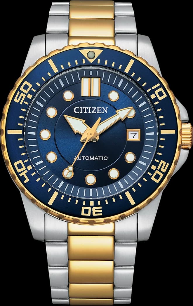 Montre Citizen NJ0174-82L automatique sport acier bicolore cadran bleu soleillé
