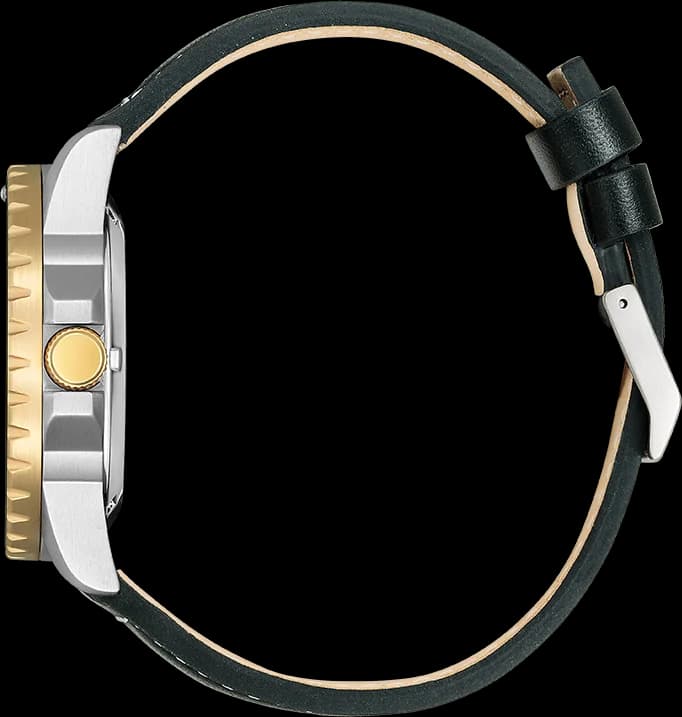 Bracelet Citizen NJ0176-10E en cuir noir cousu, boucle ardillon en acier, confort et durabilité assurés