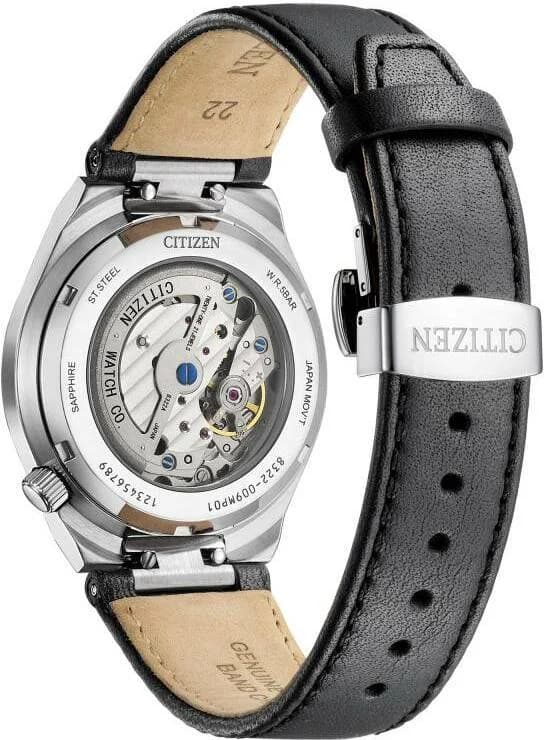 Bracelet Citizen NK5010-01H bracelet en cuir marron, coutures contrastées, boucle ardillon en acier inoxydable