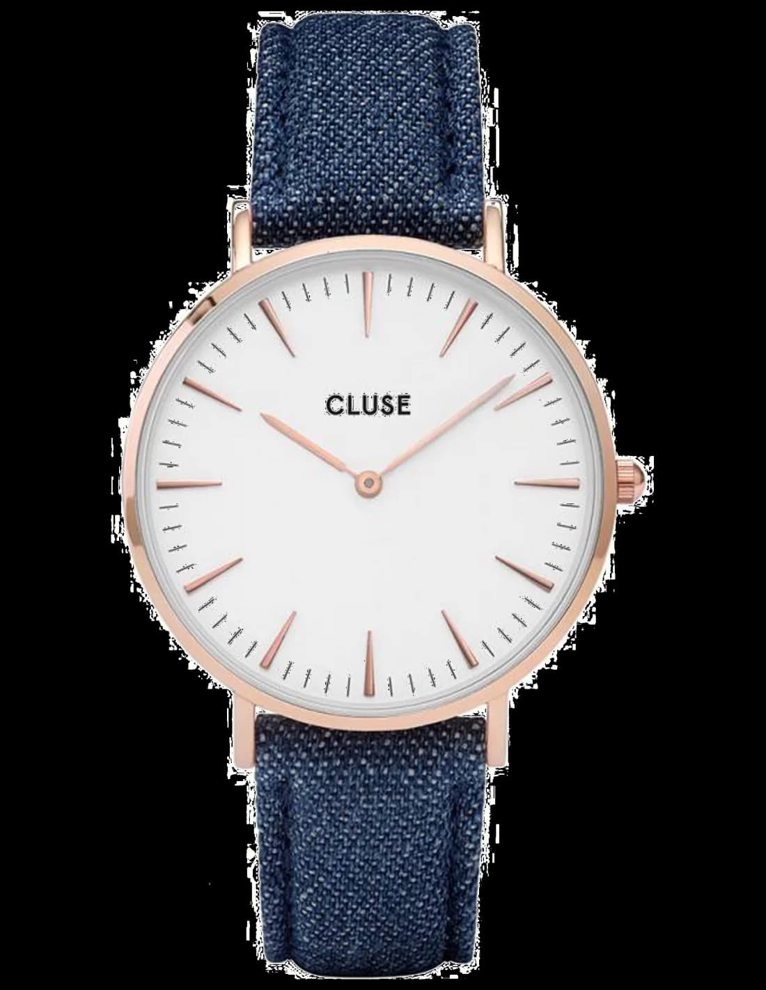Montre Cluse CL18025 avec cadran blanc pur et aiguilles dorées fines, style minimaliste chic