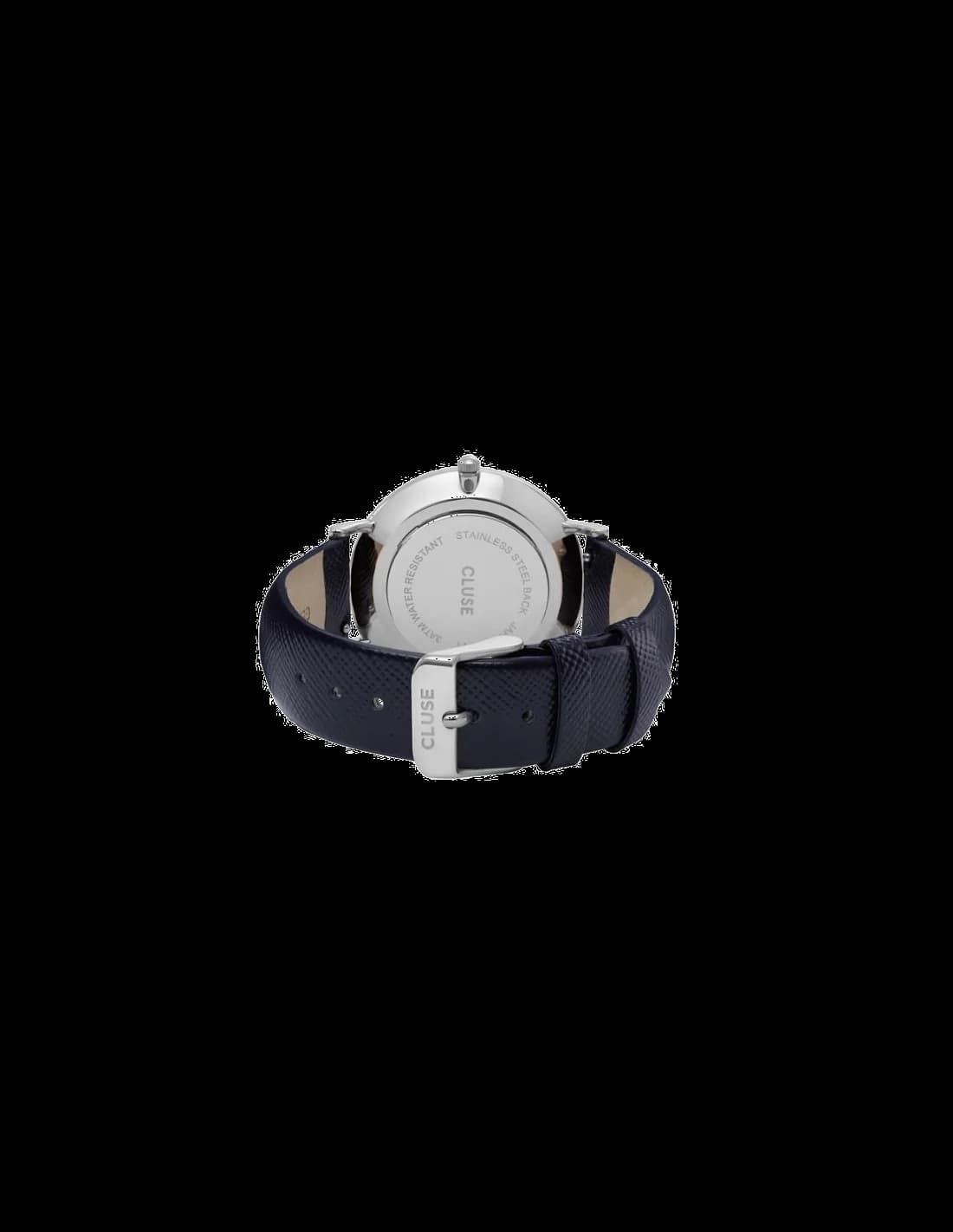 Cadran Cluse CL18232 avec index bâtons et aiguilles dorées, signature discrète à 12h, design intemporel