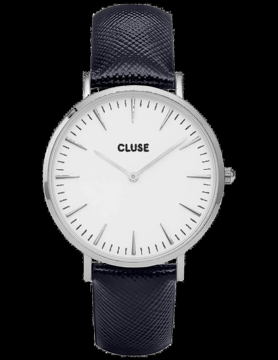 Montre Cluse CL18232 au cadran blanc minimaliste, aiguilles fines et index discrets, style épuré