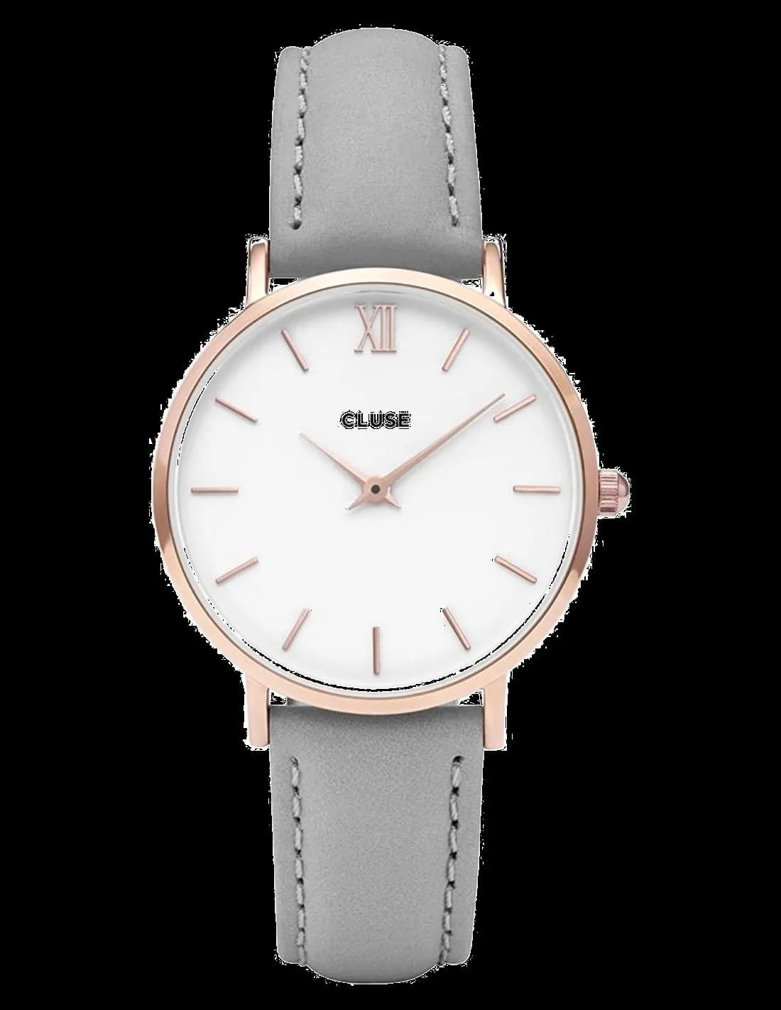 Montre Cluse CL30002 avec cadran blanc minimaliste et aiguilles dorées fines