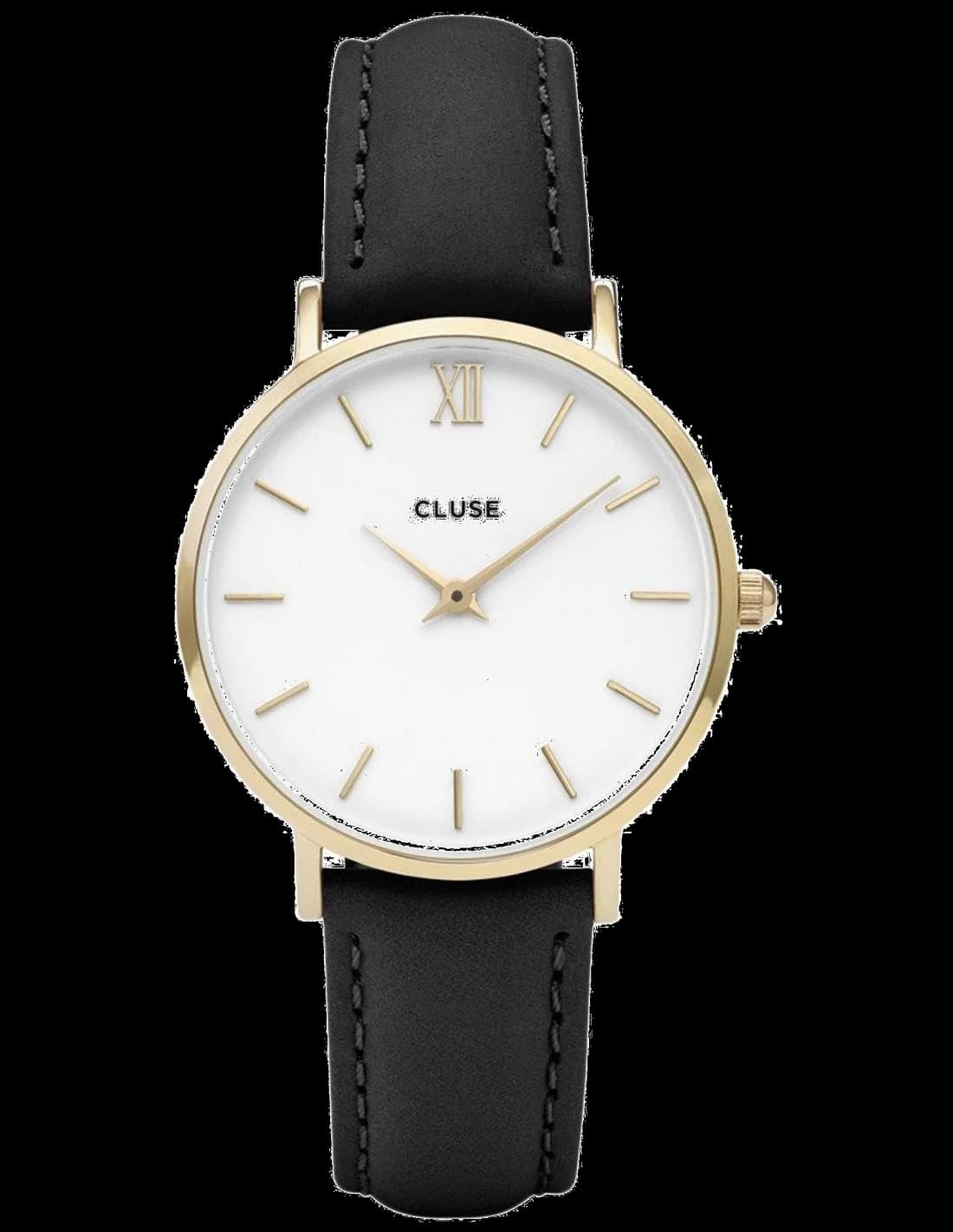 Montre Cluse CL30019 avec cadran blanc minimaliste et aiguilles fines bâtons