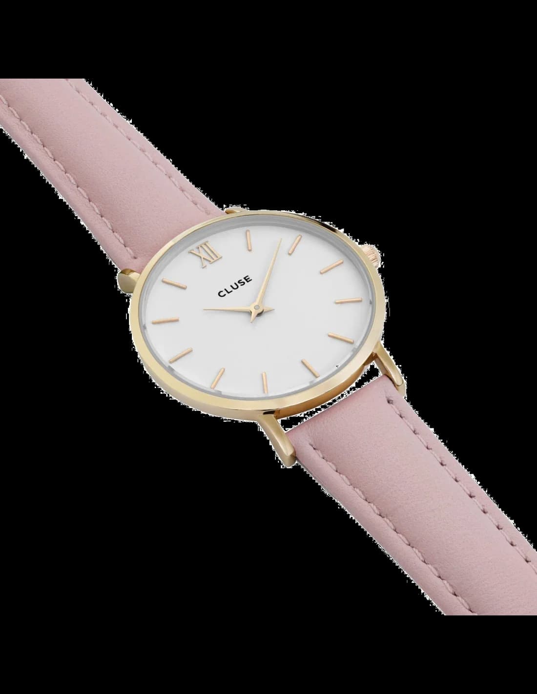 Cadran Cluse CL30020 avec index bâtons et aiguilles dorées, style épuré chic