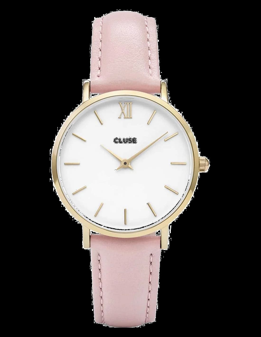 Montre Cluse CL30020 au cadran blanc minimaliste et aiguilles fines dorées, élégance intemporelle