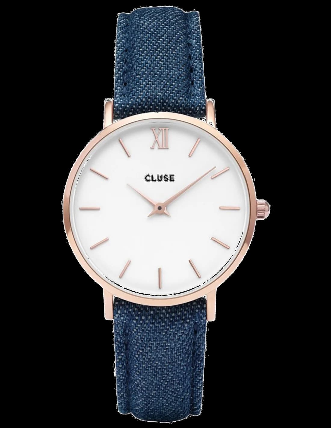 Montre Cluse CL30029 avec cadran blanc pur et aiguilles dorées fines, style minimaliste chic