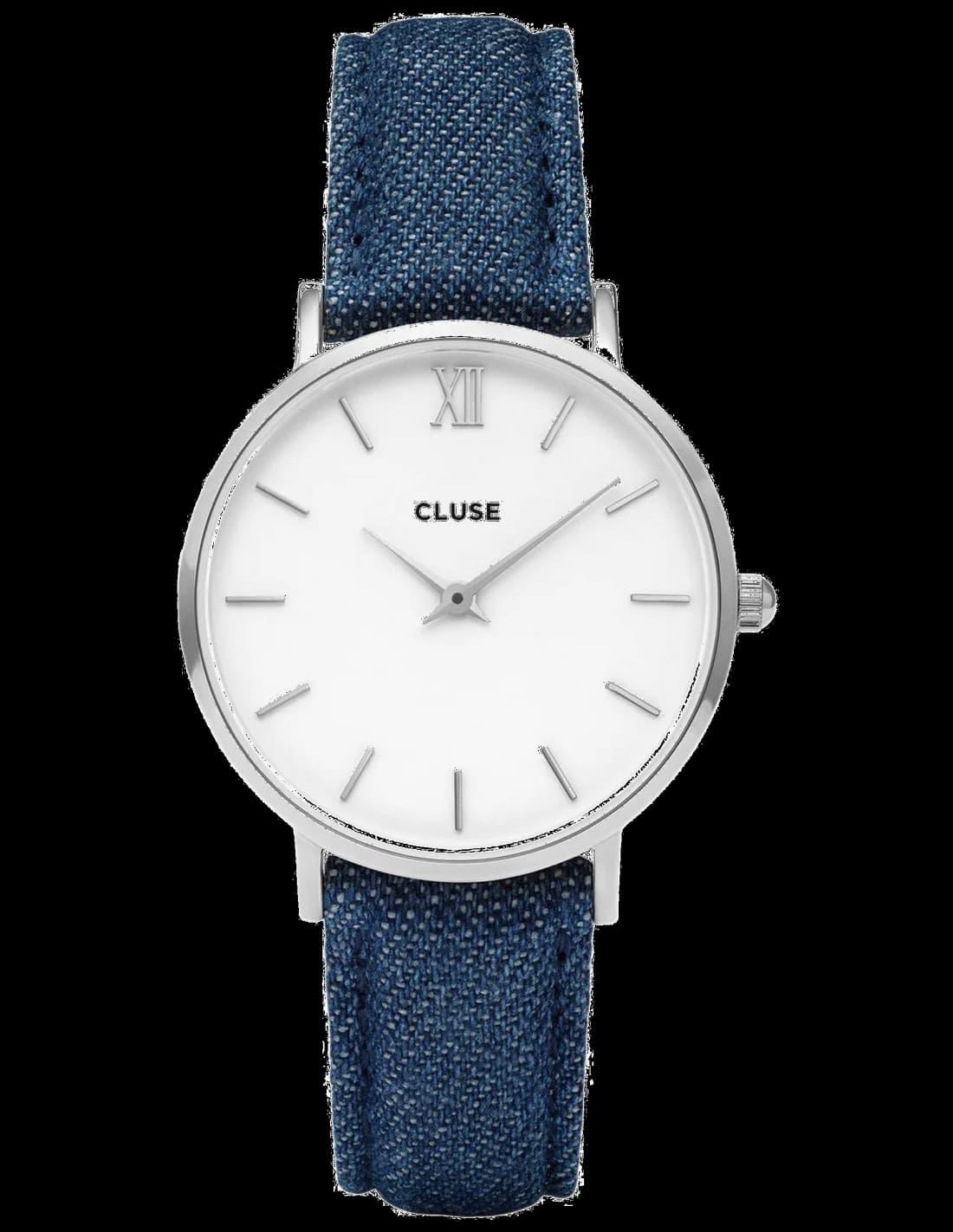 Montre Cluse CL30030 au cadran blanc pur avec aiguilles dorées fines et index bâtons