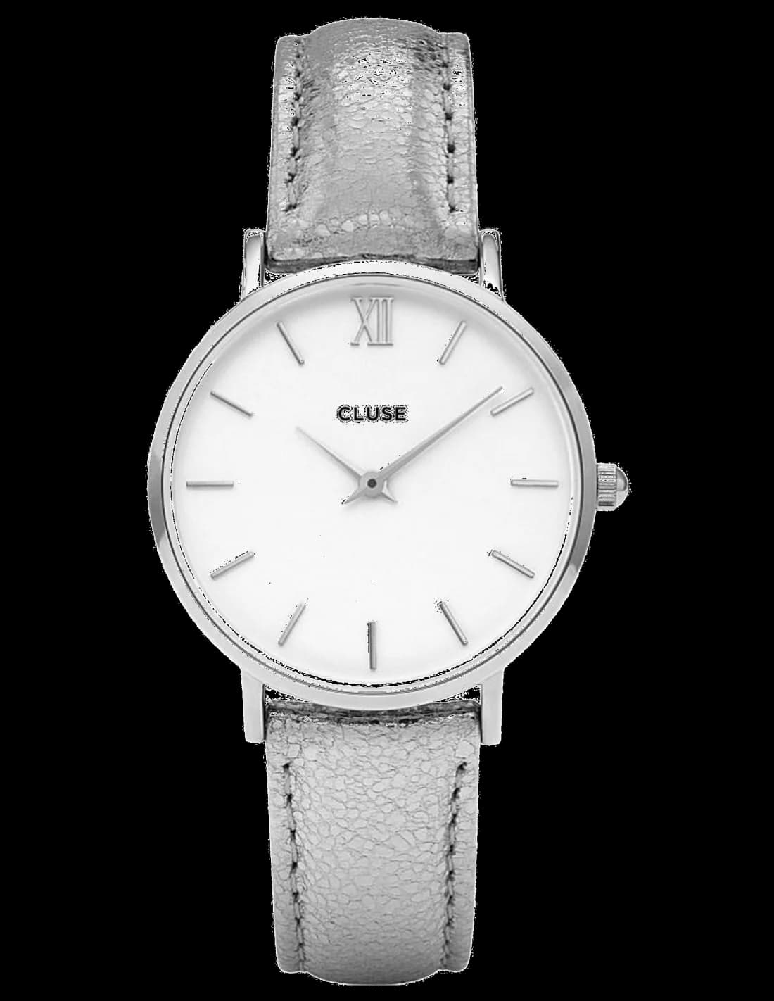 Montre Cluse CL30039 au cadran blanc minimaliste et aiguilles fines, style épuré