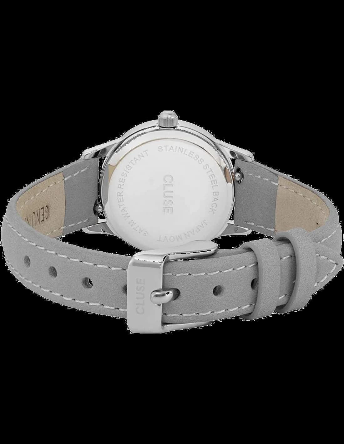 Cadran Cluse CL50013 avec index bâtons fins, aiguilles dauphine et signature minimaliste à 12h