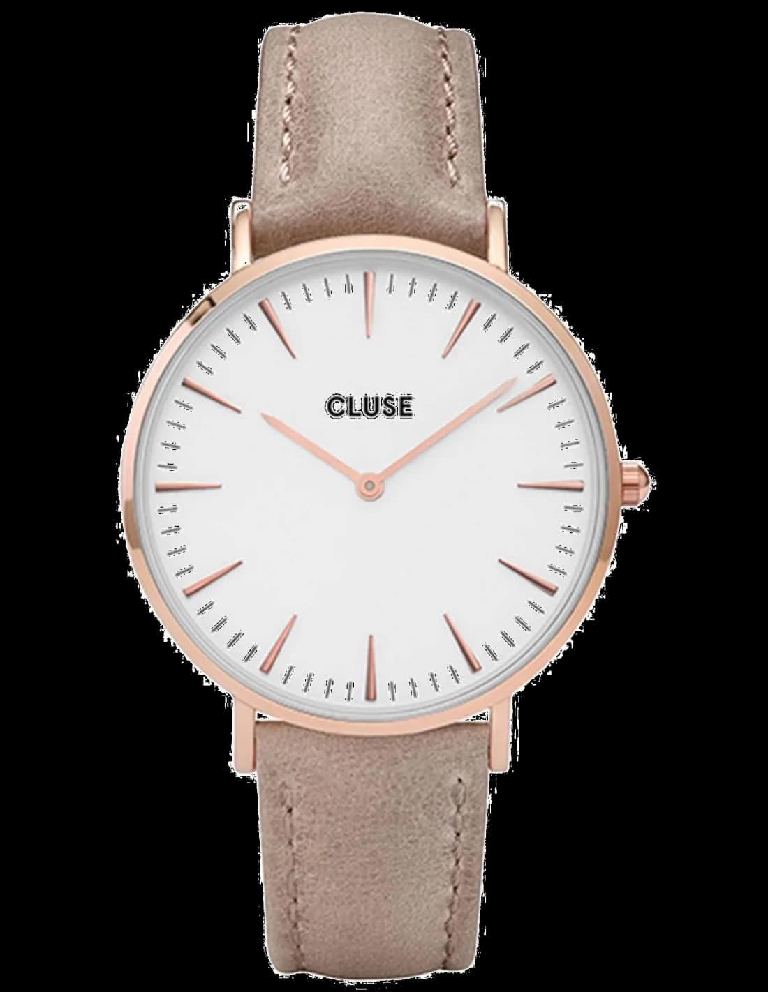Montre Cluse CL18031 au cadran blanc minimaliste et aiguilles dorées fines, style élégant et intemporel