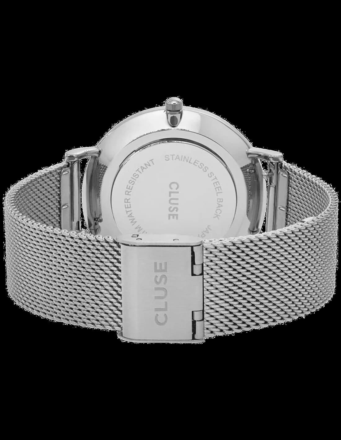 Cadran Cluse CL18105 avec index bâtons fins, aiguilles dauphine et signature Cluse discrète