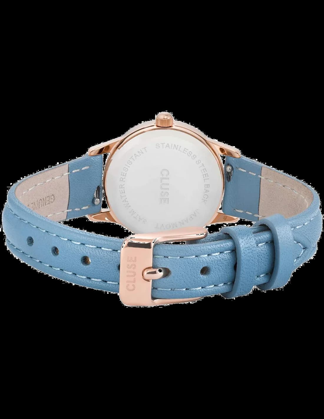 Bracelet Cluse CL50026 en cuir marron clair, boucle ardillon dorée, finition lisse et souple