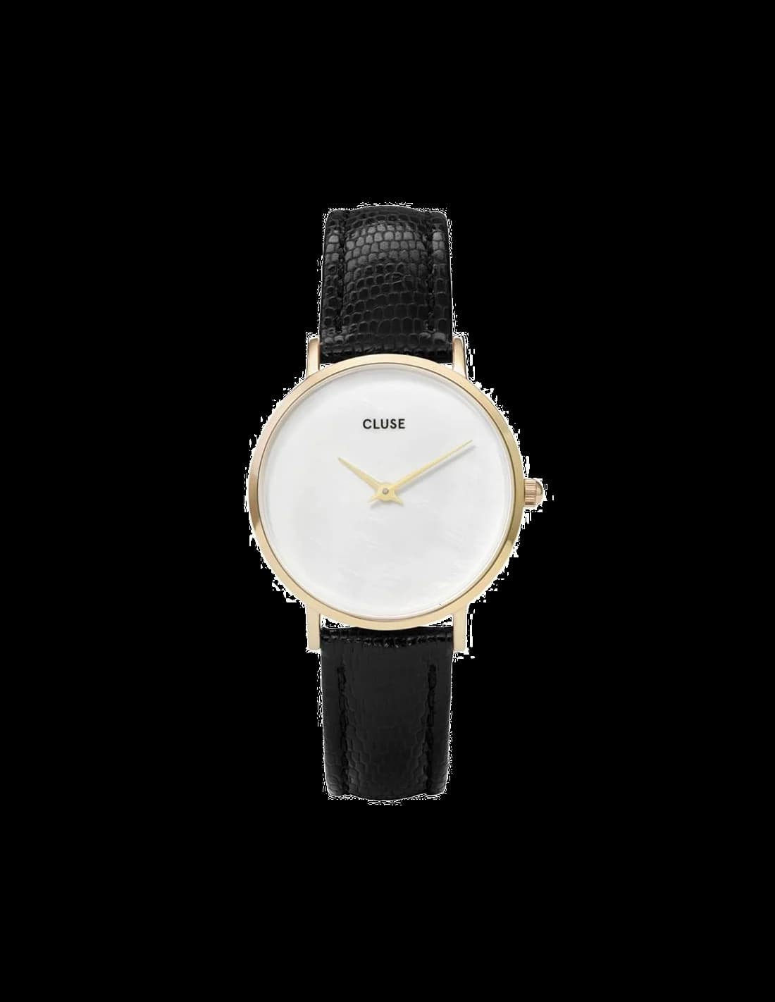 Montre Cluse CL30048 noire avec cadran nacré et style élégant minimaliste